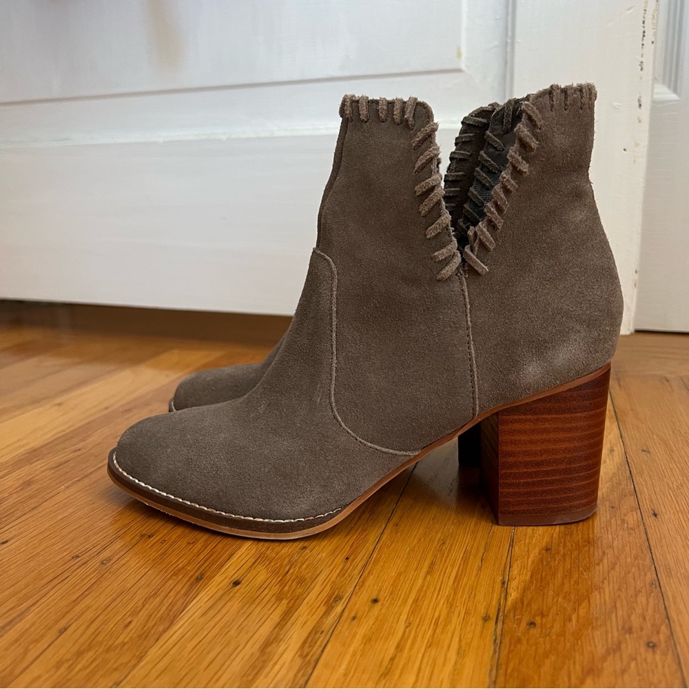 Taupe suede cut out bootie